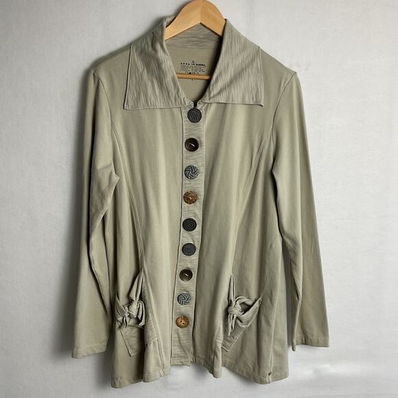 Neon Buddha Womens Jersey Knit Casual Button Down Jacket Large - Picture 6 of 11